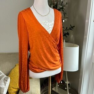 Anthropologie balloon sleeve wrap style poets blouse SZ XS-S